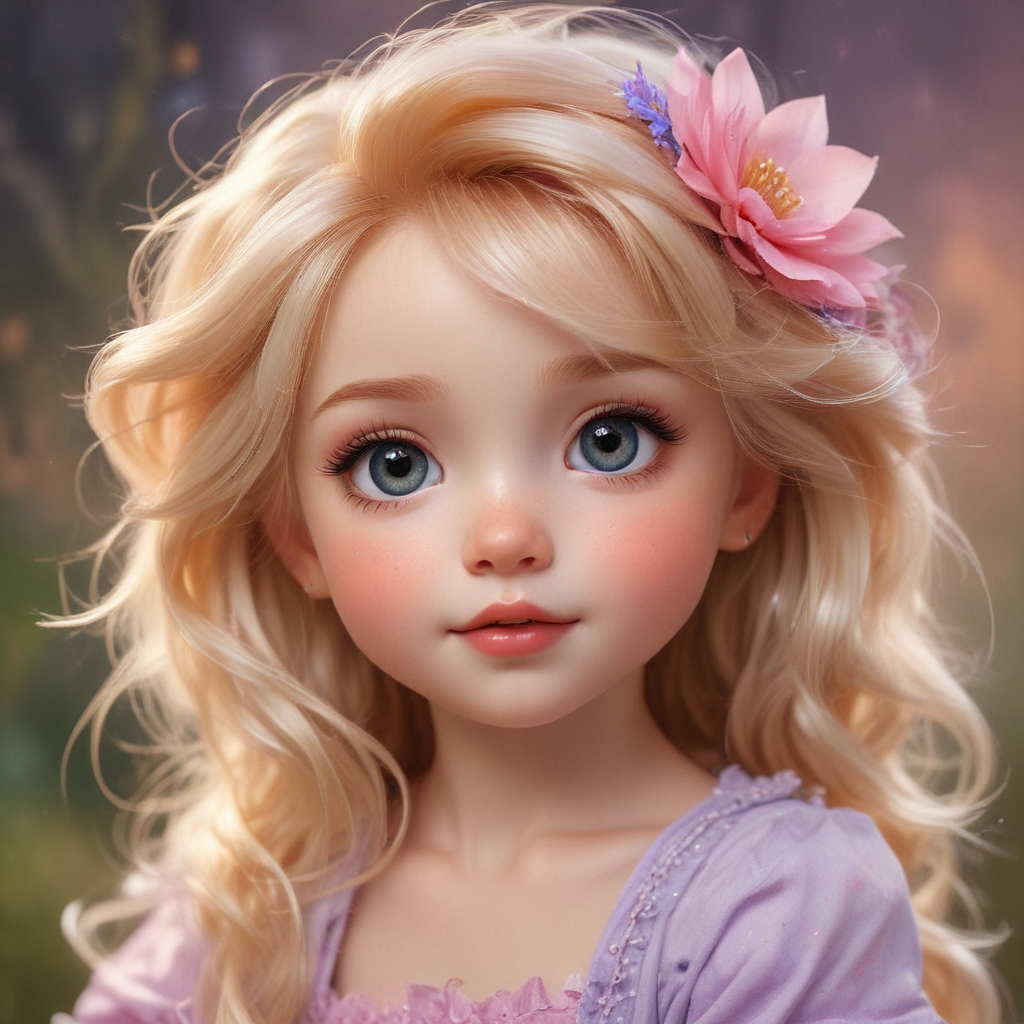 A Beautiful Young Girl with Blonde Hair and Floral Accessories Smiling ...