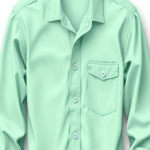 create a vector illustration of a mint green shirt with a pocket and buttons, high resolution, 300 DPI, 50mm lens, top-down view, studio lighting, digital illustration style