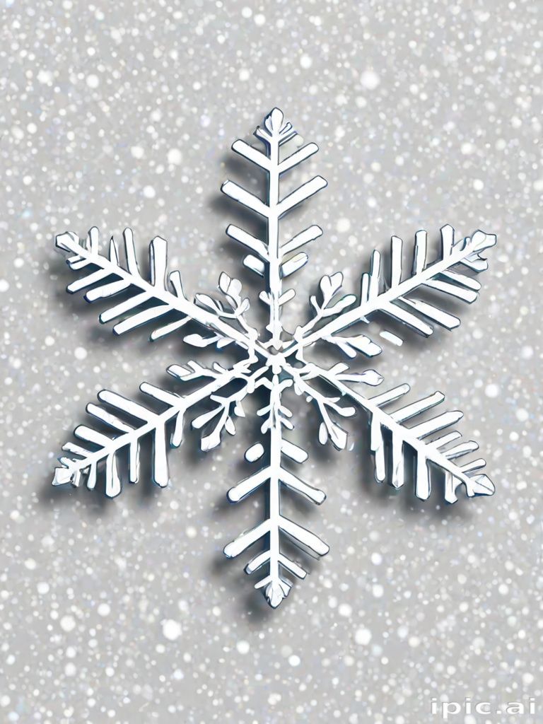 Delicate Snowflake Design Against a Soft Gray Background with Falling Snow