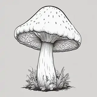 mushroom clipart black and white