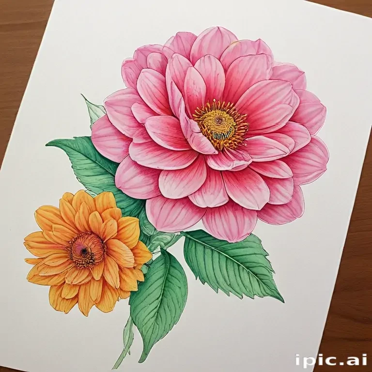 flower drawings with color