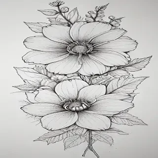 line work flowers