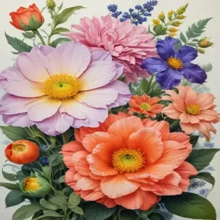 color drawings of flowers