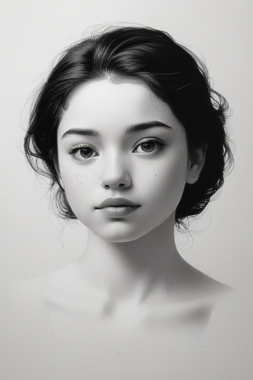 Portrait of a Young Woman with Soft Features and Natural Beauty