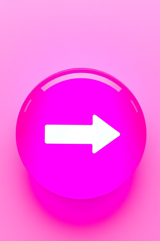 Create a vibrant, high-resolution pink circular button with a white left arrow in the center, using a DSLR camera with a 50mm lens, f/1.8 aperture, ISO 100, shot at a 45-degree angle for depth, with soft studio lighting to enhance colors and reduce shadows.
