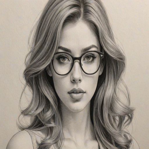 Alluring Elena Satine, pencil sketch, portrait of Fetching woman 1967s in glasses, hair style beatnik, outline, clear lines, fine lines, 8k