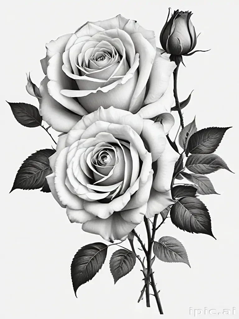 roses clipart black and white