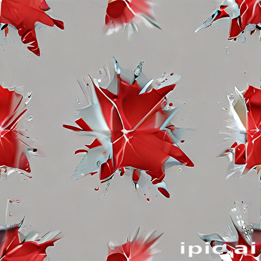 Abstract Red and Silver Explosion Pattern on a Soft Gray Background