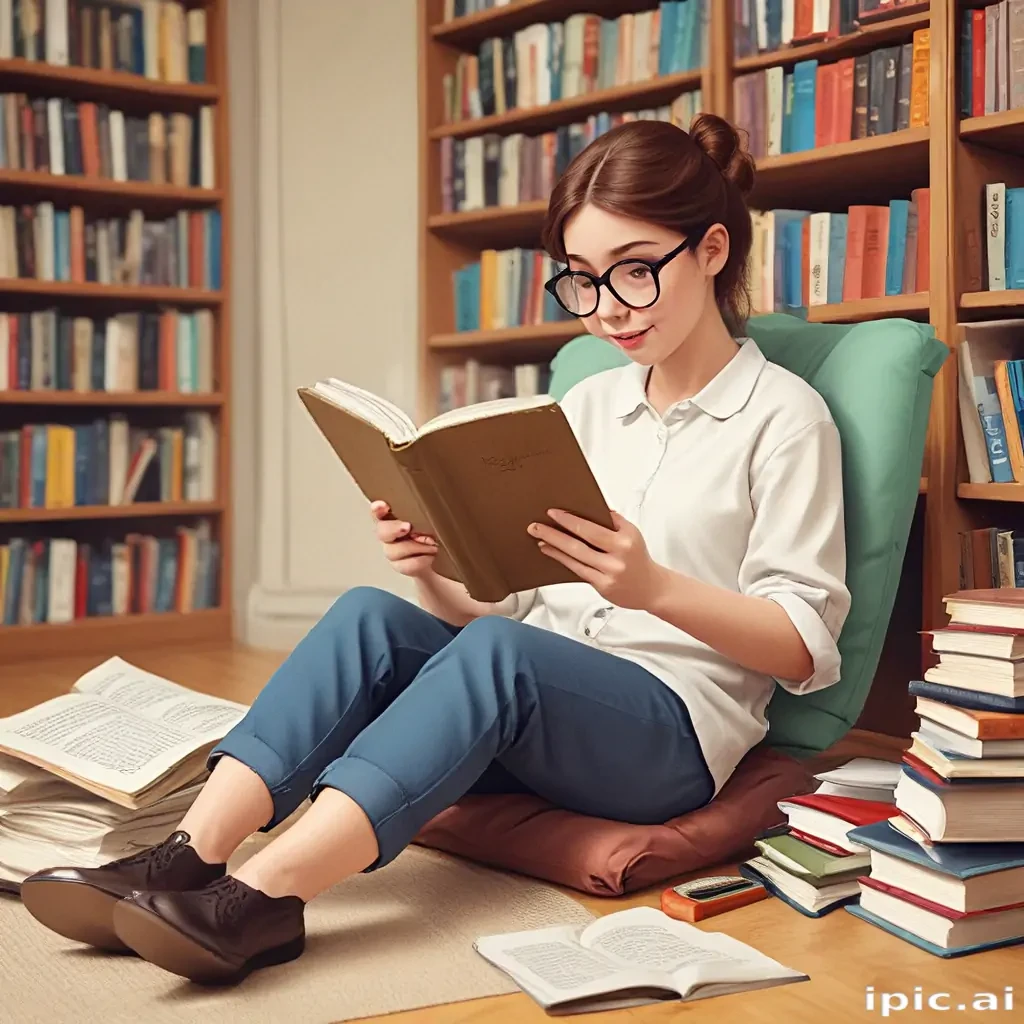 cartoon of reading