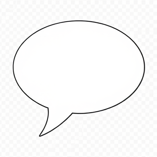 Generate a high-resolution image of a blank speech bubble with a transparent background, using a DSLR camera with a 50mm lens, aperture set to f/1.8, ISO 100, natural lighting, and a shallow depth of field to enhance the clarity and quality of the bubble.