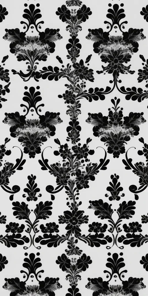 Elegant Black and White Floral Pattern with Intricate Design Elements ...