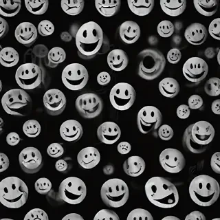 white smiley face black background