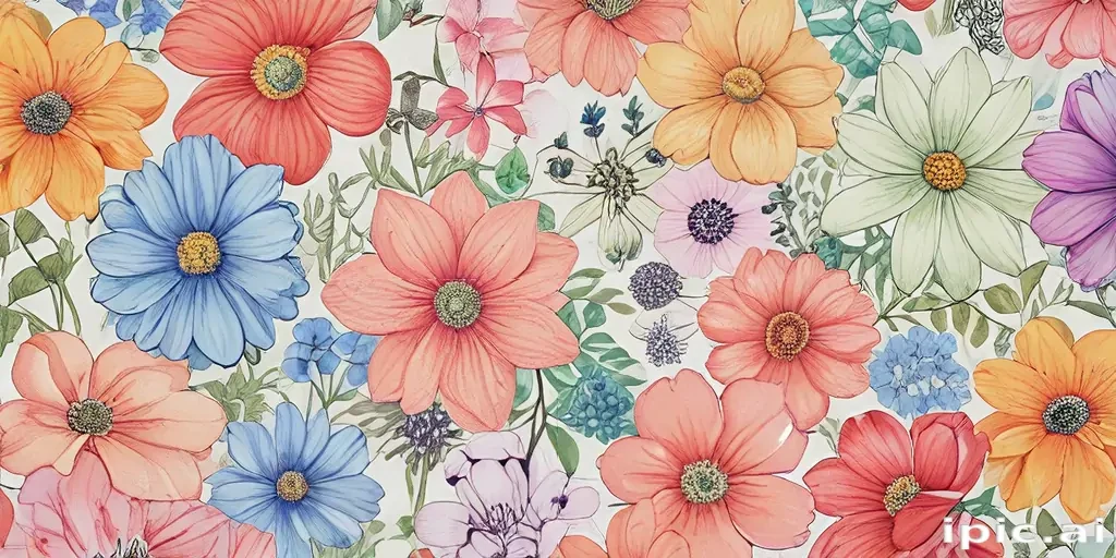 drawings of flowers with color