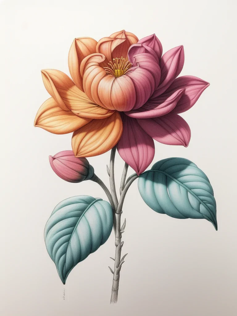 flower drawing colour