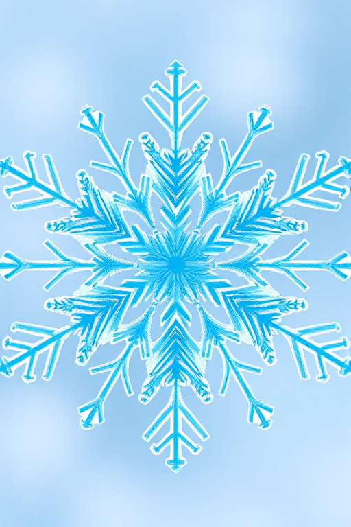 create a detailed vector illustration of a snowflake with intricate geometric patterns, high resolution, vibrant light blue color, shot in macro view with a 50mm lens at f/2.8 for a sharp focus on the patterns, using a digital camera with a high dynamic range setting