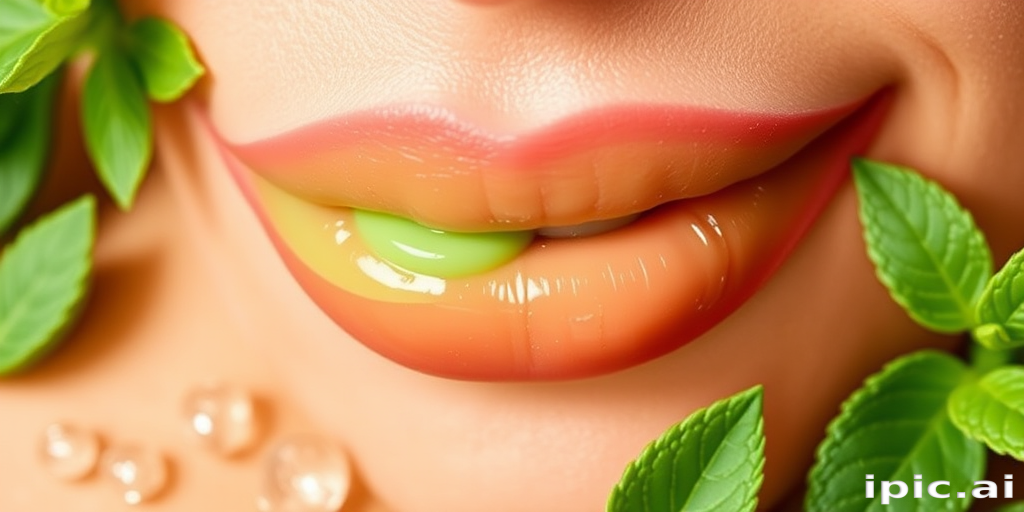 Refreshing "Mint Julep" lip balm hydrates and plumps lips with a subtle green tint and cooling sensation, featuring nourishing ingredients for a healthy pout