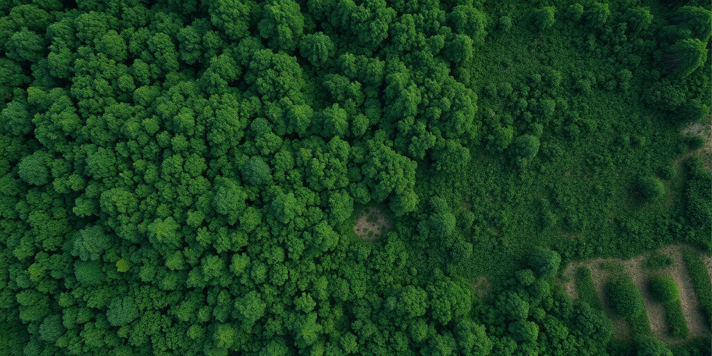 Generate a high-resolution aerial landscape image of dense green foliage and rugged terrain with intricate patterns, using a Nikon D850 camera, 24mm focal length, aperture f/8, ISO 100, shooting in daylight with a slightly elevated perspective to enhance depth and detail.