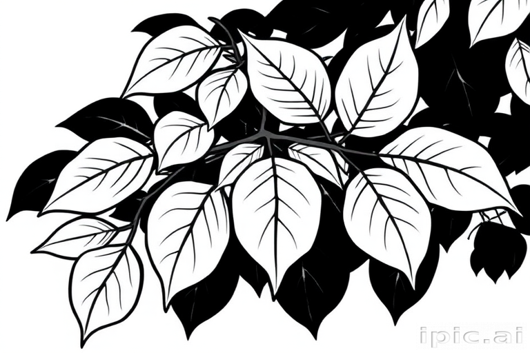 leaves clip art black and white