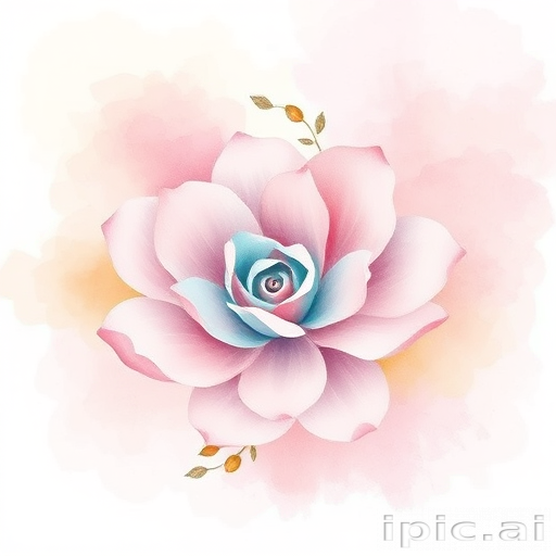 Whimsical Watercolor Bloom displays a soft wash of pastel hues blended together, evoking the delicate beauty of watercolor paintings for romantic and dreamy looks.