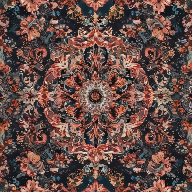 Intricate Floral Mandala Pattern with Rich Colors and Detailed Designs