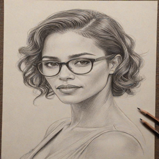 Sublime Paula Patton, pencil sketch, portrait of Attractive woman 1921s in glasses, hair style beatnik, outline, clear lines, fine lines, 8k