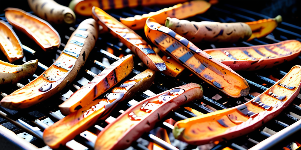 sweet potato fries on the grill