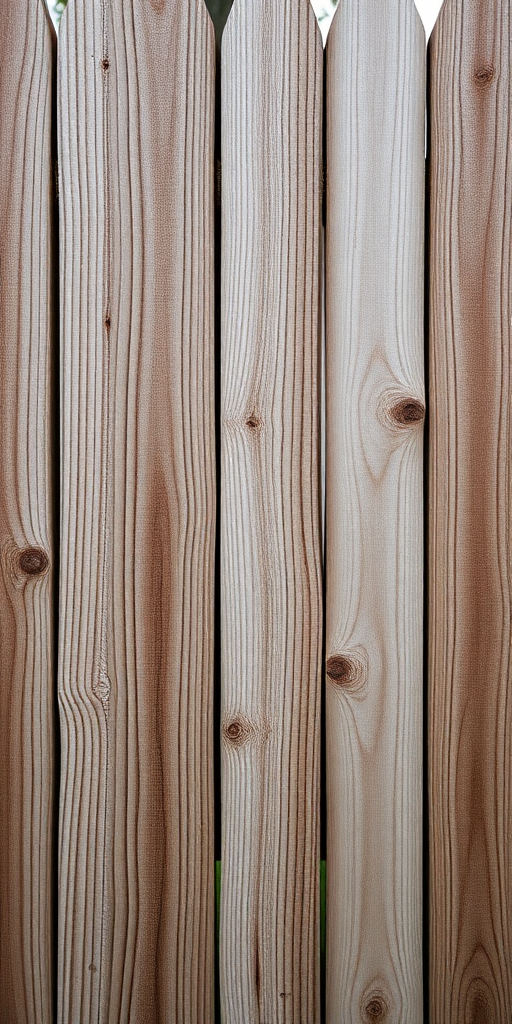 Create a high-resolution image of a wooden fence with 12 vertical planks, using a shallow depth of field, taken with a DSLR camera at f/2.8, ISO 100, and a 50mm lens, from a straight-on perspective to emphasize the texture and color of the wood.