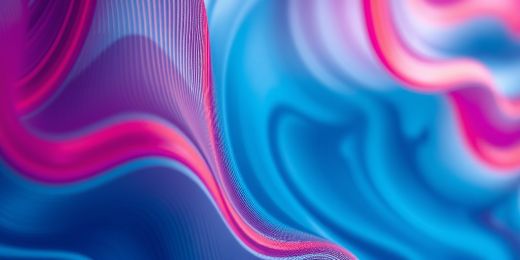 Create an abstract image incorporating wavy lines and textured patterns, using a Canon EOS R5 with a 50mm lens, aperture set to f/1.8 for shallow depth of field, ISO 100, shot in a soft natural light environment, with a focus on enhancing vibrant colors and intricate details.