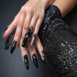black with glitter
