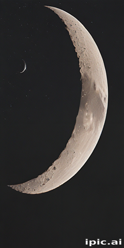 Stunning Crescent Moon Illuminates the Night Sky with Tiny Companion