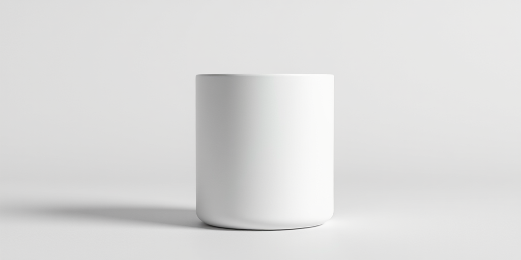 Create a high-resolution image of a cylindrical container with rounded edges, soft lighting, studio backdrop, camera settings: ISO 100, aperture f/8, shutter speed 1/60s, camera view: eye level, camera style: minimalist, camera type: DSLR.
