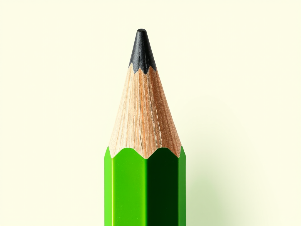 Create a highly detailed vector illustration of a green pencil with a sharp lead and a red eraser, featuring a soft shadow for depth, captured using a DSLR camera, a 50mm lens, aperture f/2.8, ISO 100, and focused on the pencil to enhance clarity and color vibrancy.