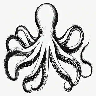 octopus clip art black and white