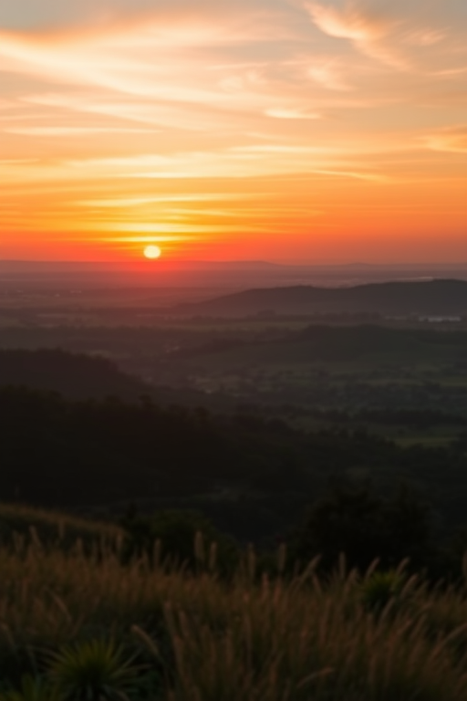 Create a high-resolution image of a serene landscape at sunset with vibrant colors, aperture set to f/8 for depth of field, ISO 100 for minimal noise, a wide-angle lens at 24mm for an expansive view, and a DSLR camera to enhance clarity and details.
