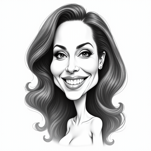 kamala harris caricature. A pencil-drawn caricature of the actress Angelina Jolie