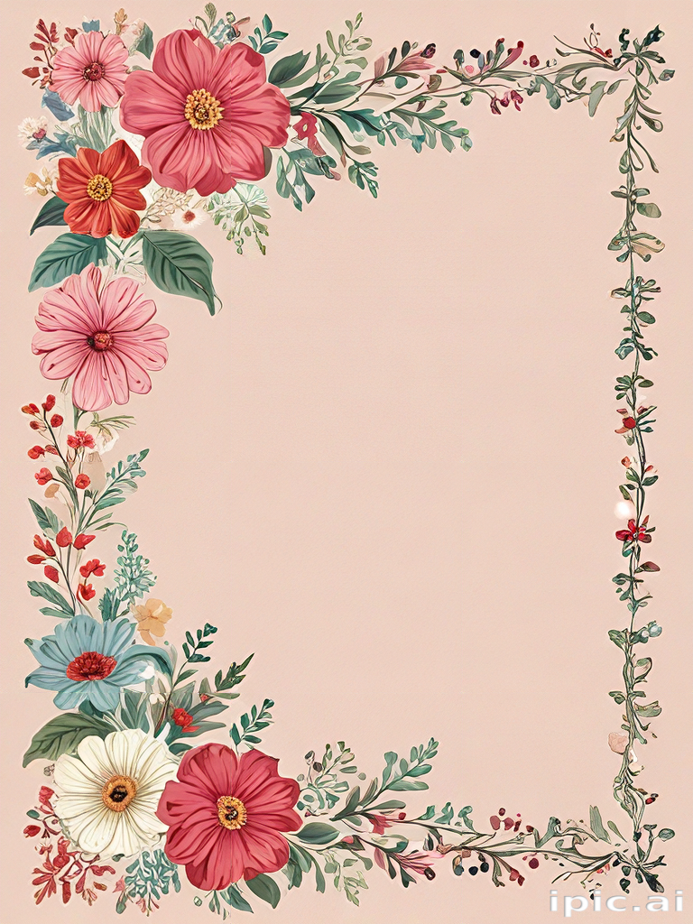 Beautiful Floral Border Design Featuring Vibrant Flowers and Delicate ...