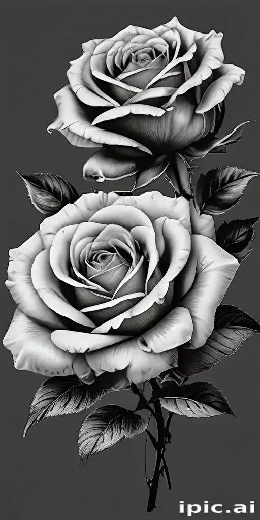 roses clipart black and white