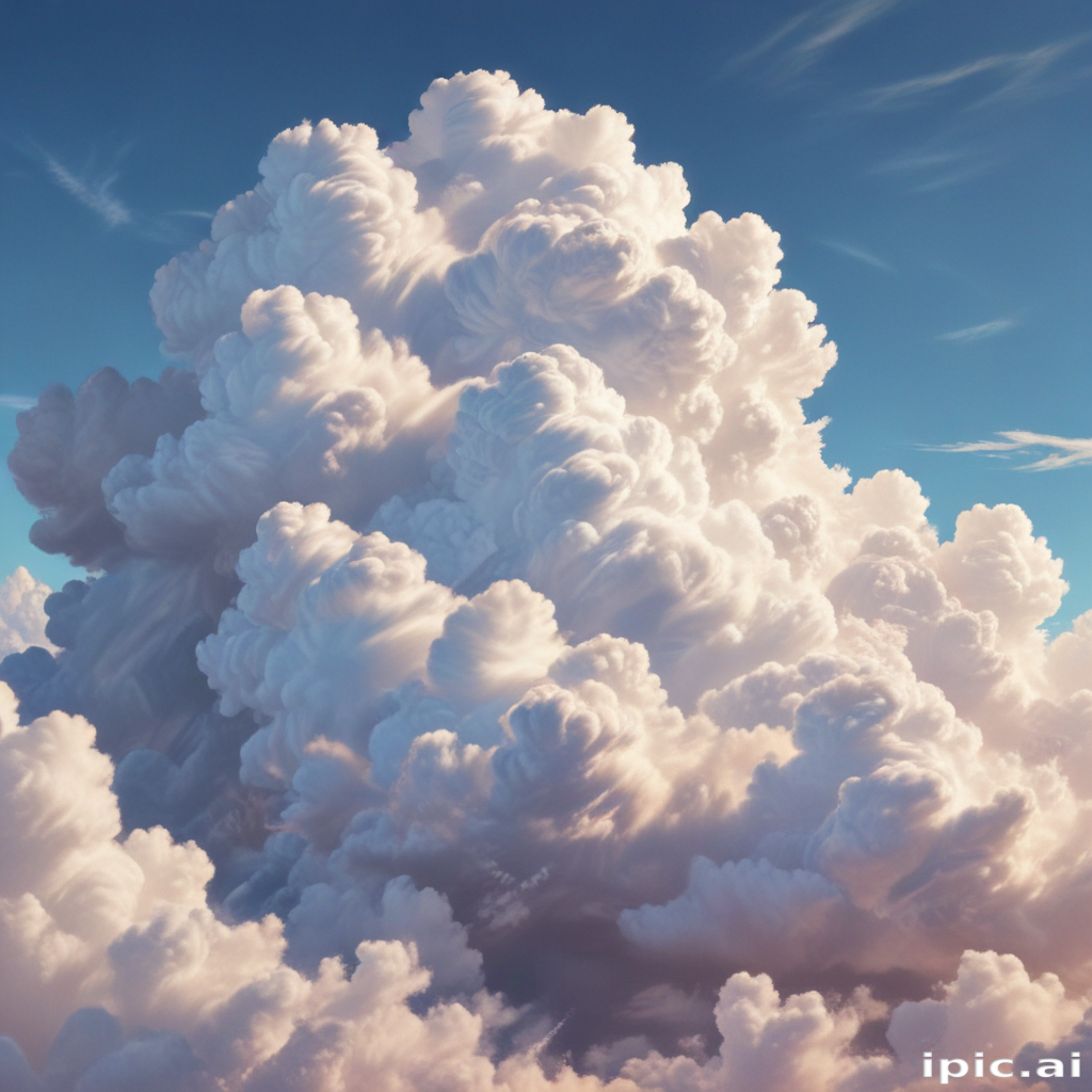 Majestic White Clouds Resembling Cotton Candy Against a Bright Blue Sky.
