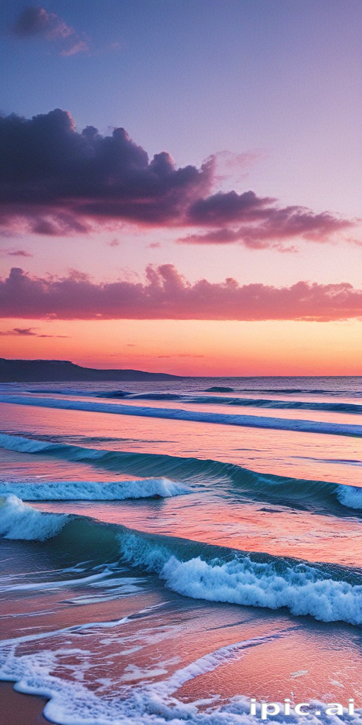 Serene Sunset Over Gentle Waves and Tranquil Ocean Horizon