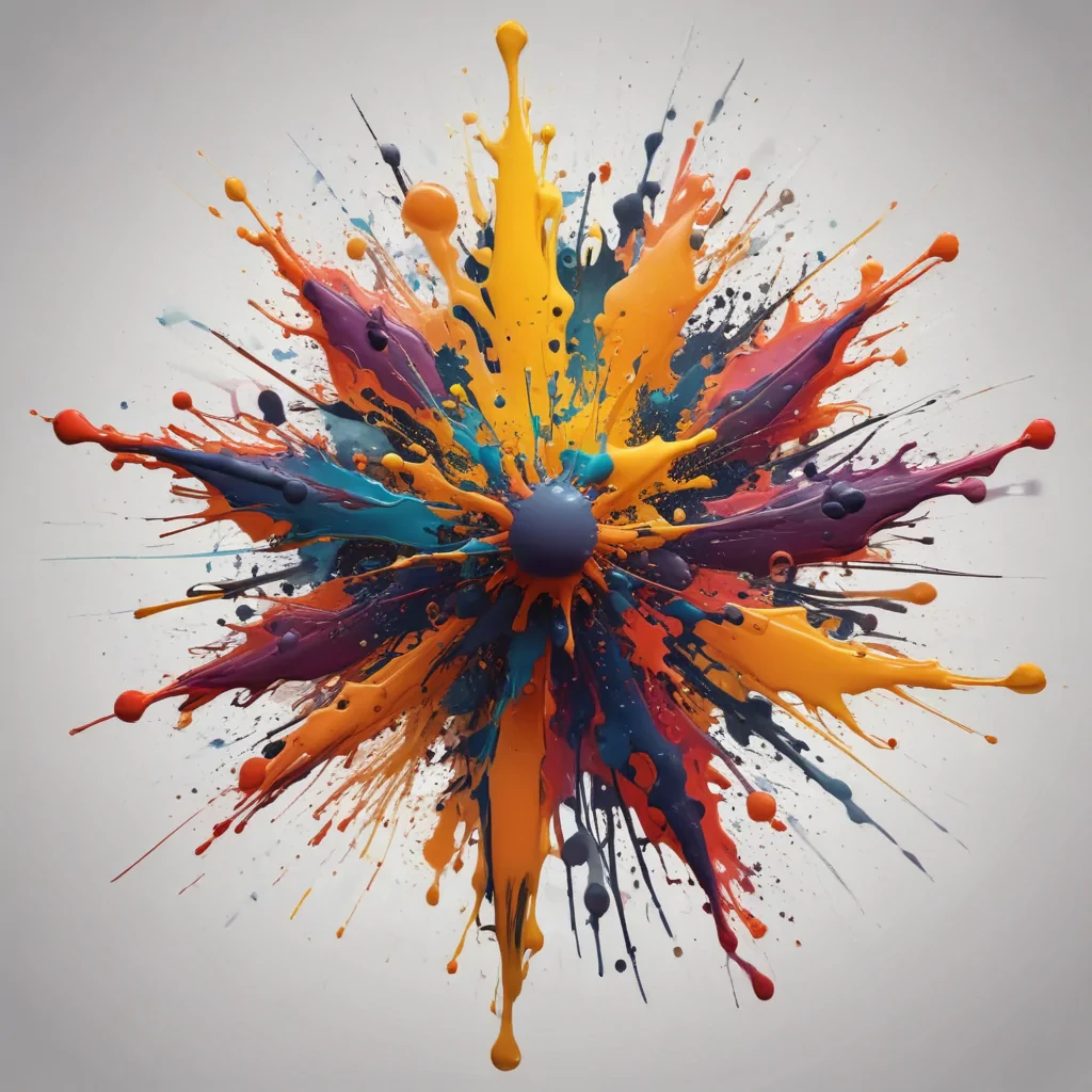 Vibrant Explosion of Colorful Paint Splashes Creating a Dynamic Art Piece