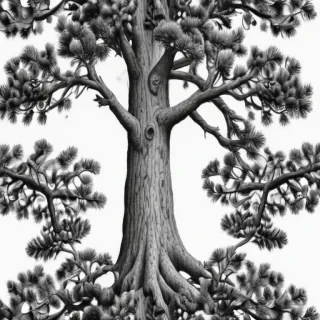 black and white pine tree clip art