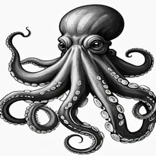 octopus clipart black and white