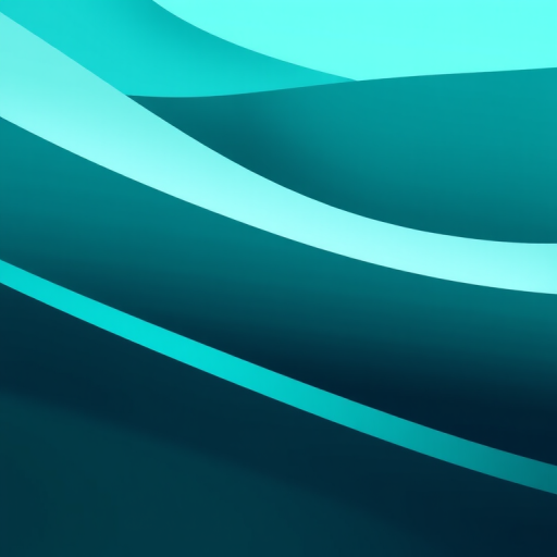Create a minimalist abstract image with varying shades of teal, featuring diagonal shapes and smooth gradients, captured with a DSLR camera in landscape orientation at f/8 aperture, ISO 100, 1/125 sec shutter speed, using a wide-angle lens for enhanced depth of field.