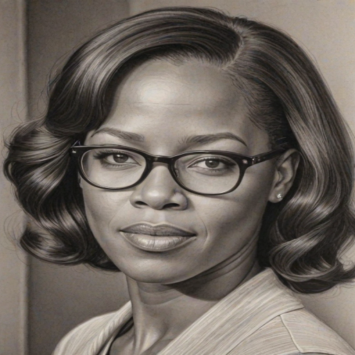 Appealing Regina King, pencil sketch, portrait of Attractive woman 1938s in glasses, hair style beatnik, outline, clear lines, fine lines, 8k