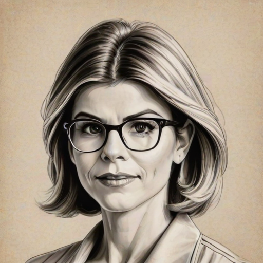 Fascinating Lori Loughlin, pencil sketch, portrait of Dazzling woman 1922s in glasses, hair style beatnik, outline, clear lines, fine lines, 8k