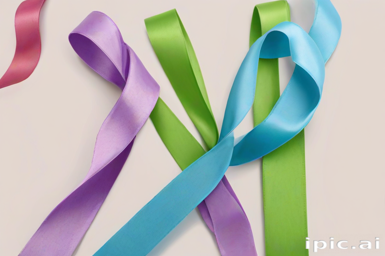 Colorful Satin Ribbons in Various Shades Arranged Elegantly on a Light ...