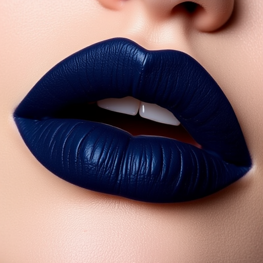 Deep navy blue lips with a suede-like texture, "Midnight Velour" offers a bold and sophisticated look with a soft, touchable finish