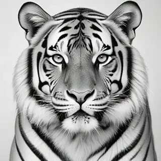 tiger clipart black and white