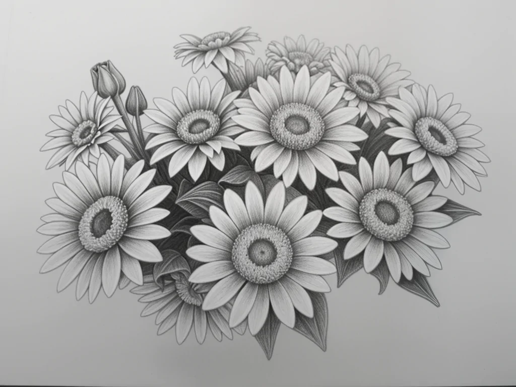 pencil drawing flowers