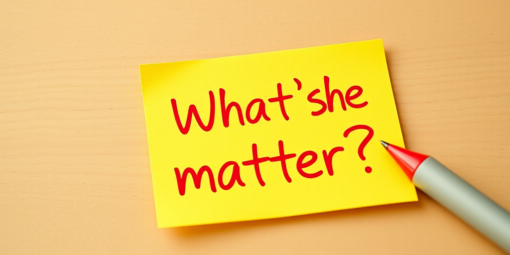 Yellow post-it note, hand written in red pen text "What's the matter??", 3d, hd, hyper realistic,